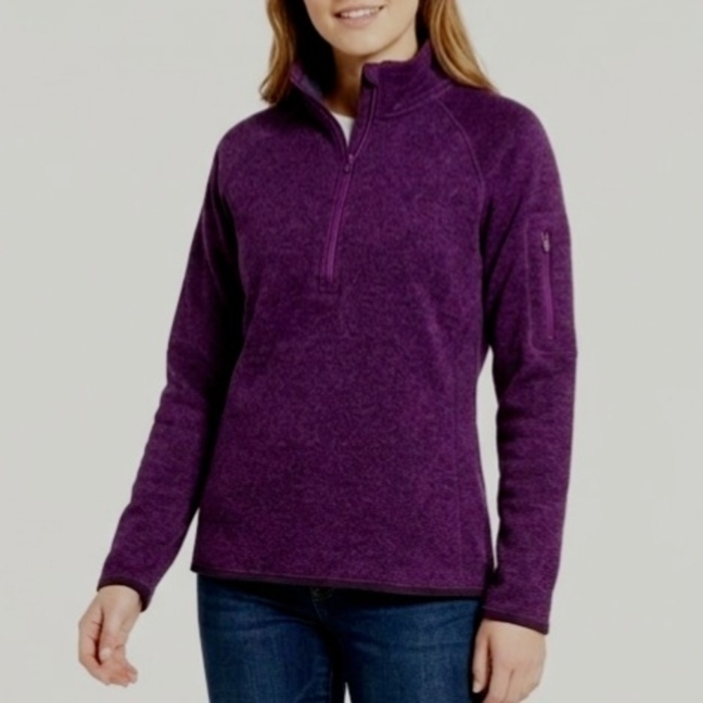Sears Girls Vintage Fall Warm Purple Quarter-Zip Pullover Mock Neck - Size 12-14